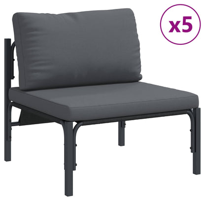 vidaXL Garden Sofa Set 9 pcs Black Steel 4