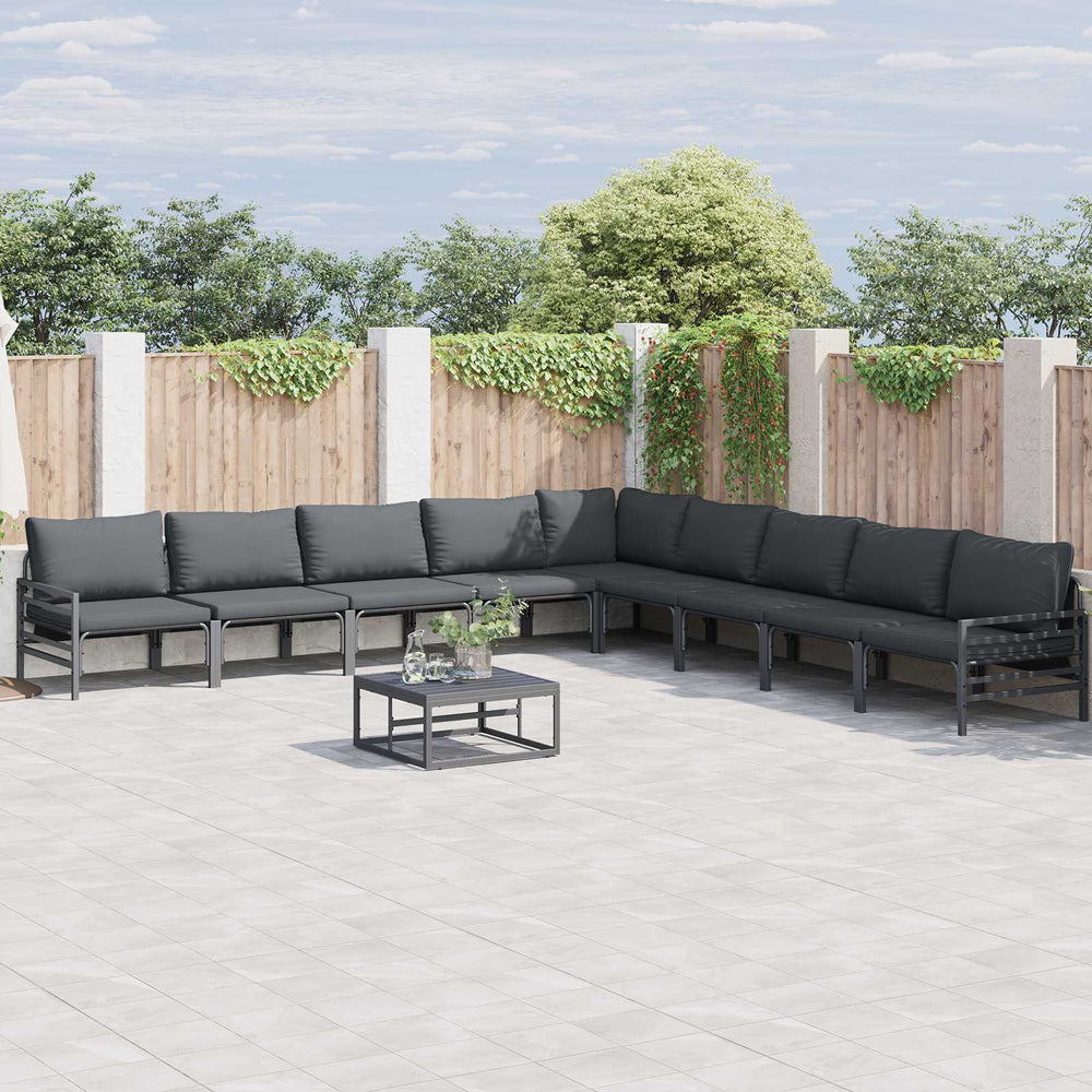 vidaXL Garden Sofa Set 9 pcs Black Steel