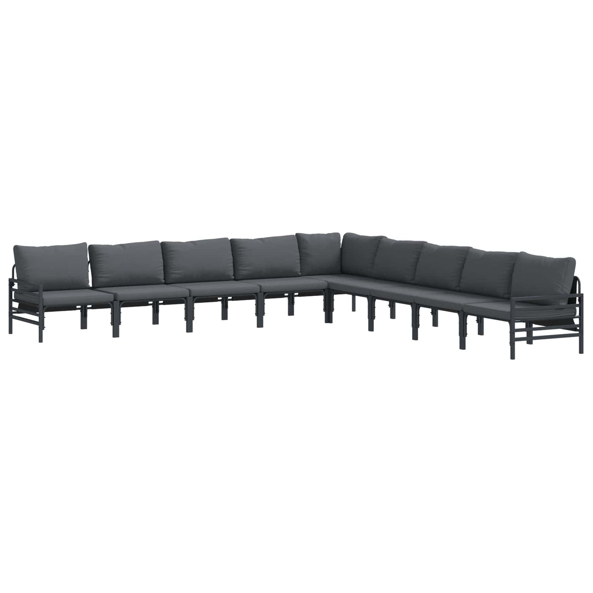 vidaXL Garden Sofa Set 9 pcs Black Steel 2