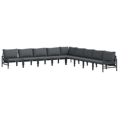 vidaXL Garden Sofa Set 9 pcs Black Steel 2