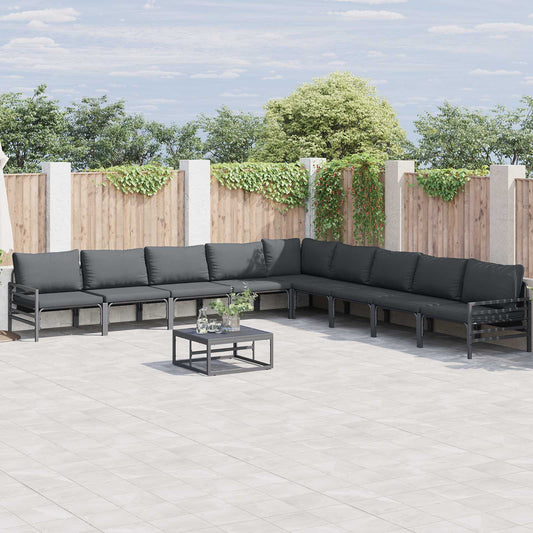 vidaXL Garden Sofa Set 10 pcs Black Steel 1