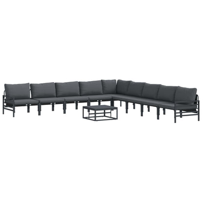 vidaXL Garden Sofa Set 10 pcs Black Steel 2