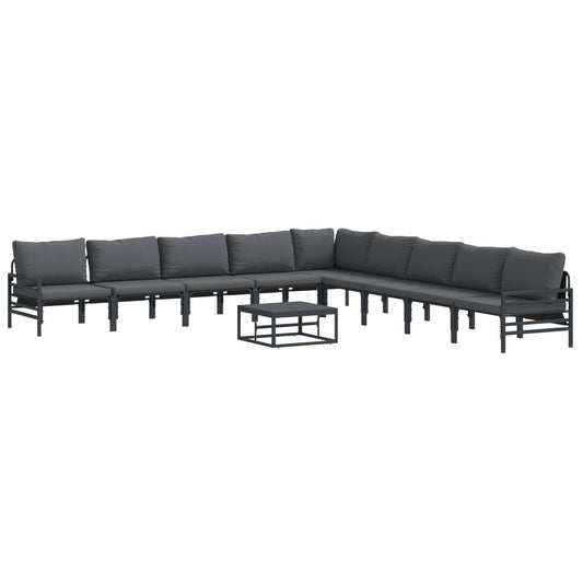 vidaXL Garden Sofa Set 10 pcs Black Steel 2