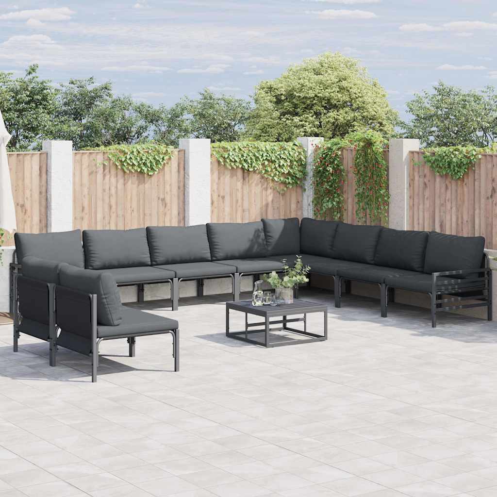 vidaXL Garden Sofa Set 10 pcs Black Steel 1