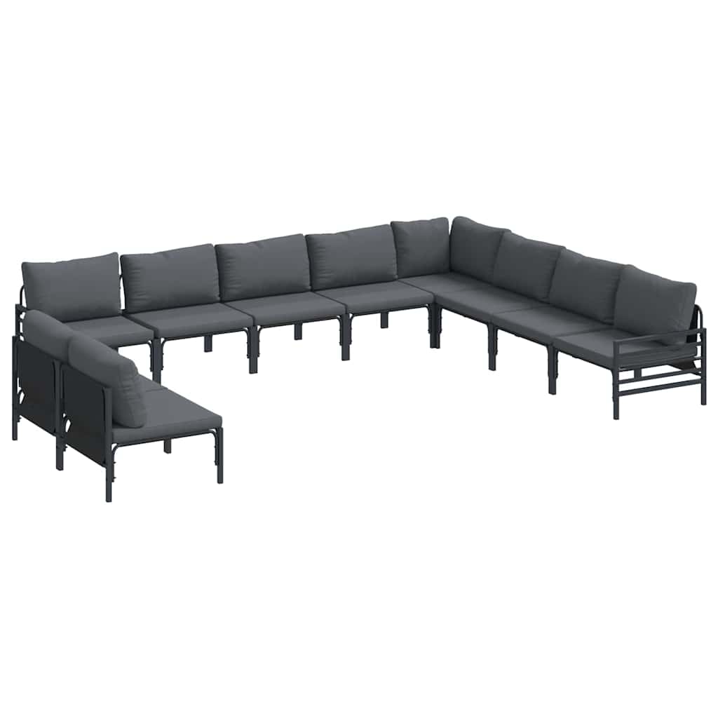 vidaXL Garden Sofa Set 10 pcs Black Steel 2