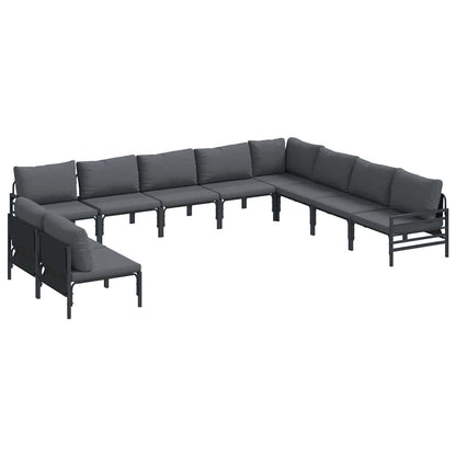 vidaXL Garden Sofa Set 10 pcs Black Steel 2