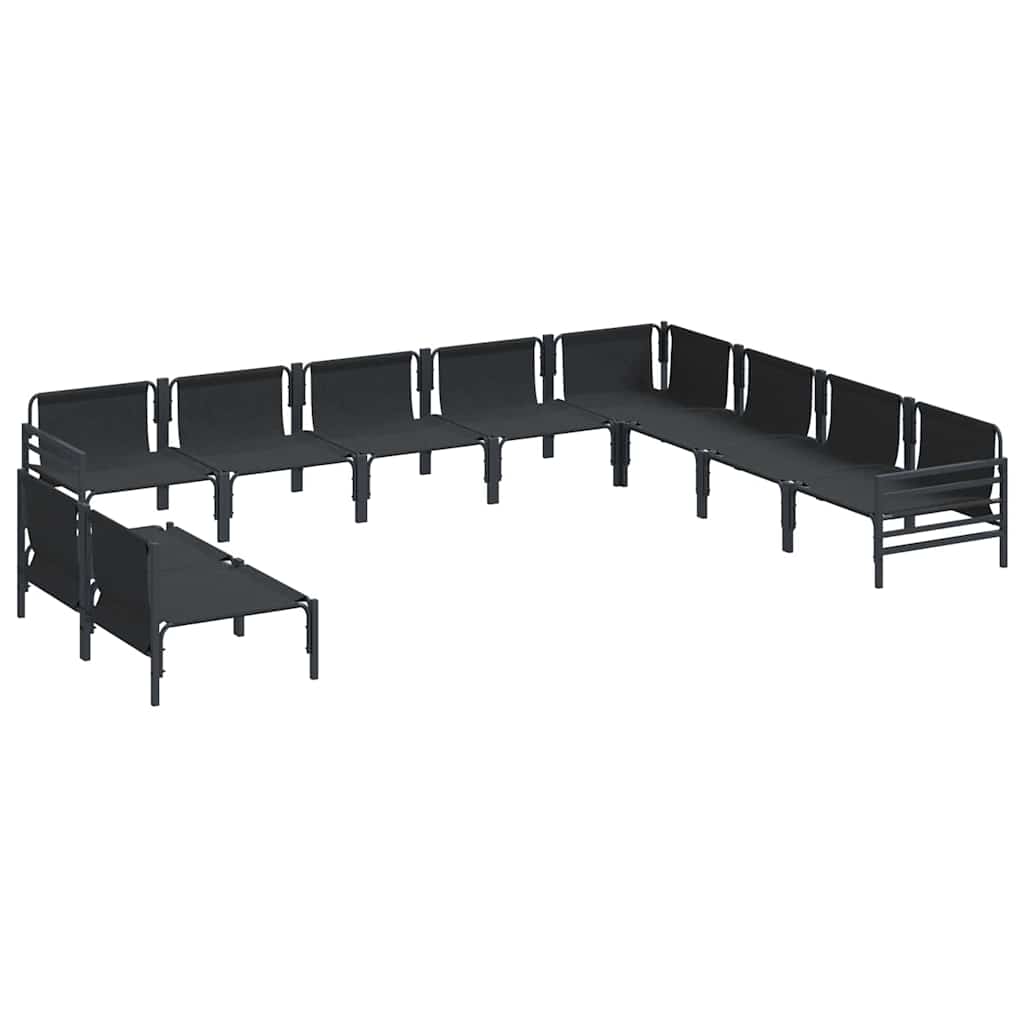 vidaXL Garden Sofa Set 10 pcs Black Steel 6