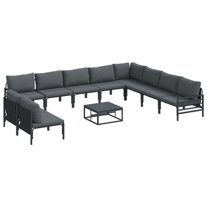 vidaXL Garden Sofa Set 11 pcs Black Steel 2
