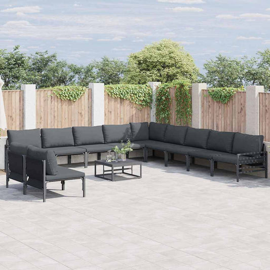 vidaXL Garden Sofa Set 11 pcs Black Steel 1