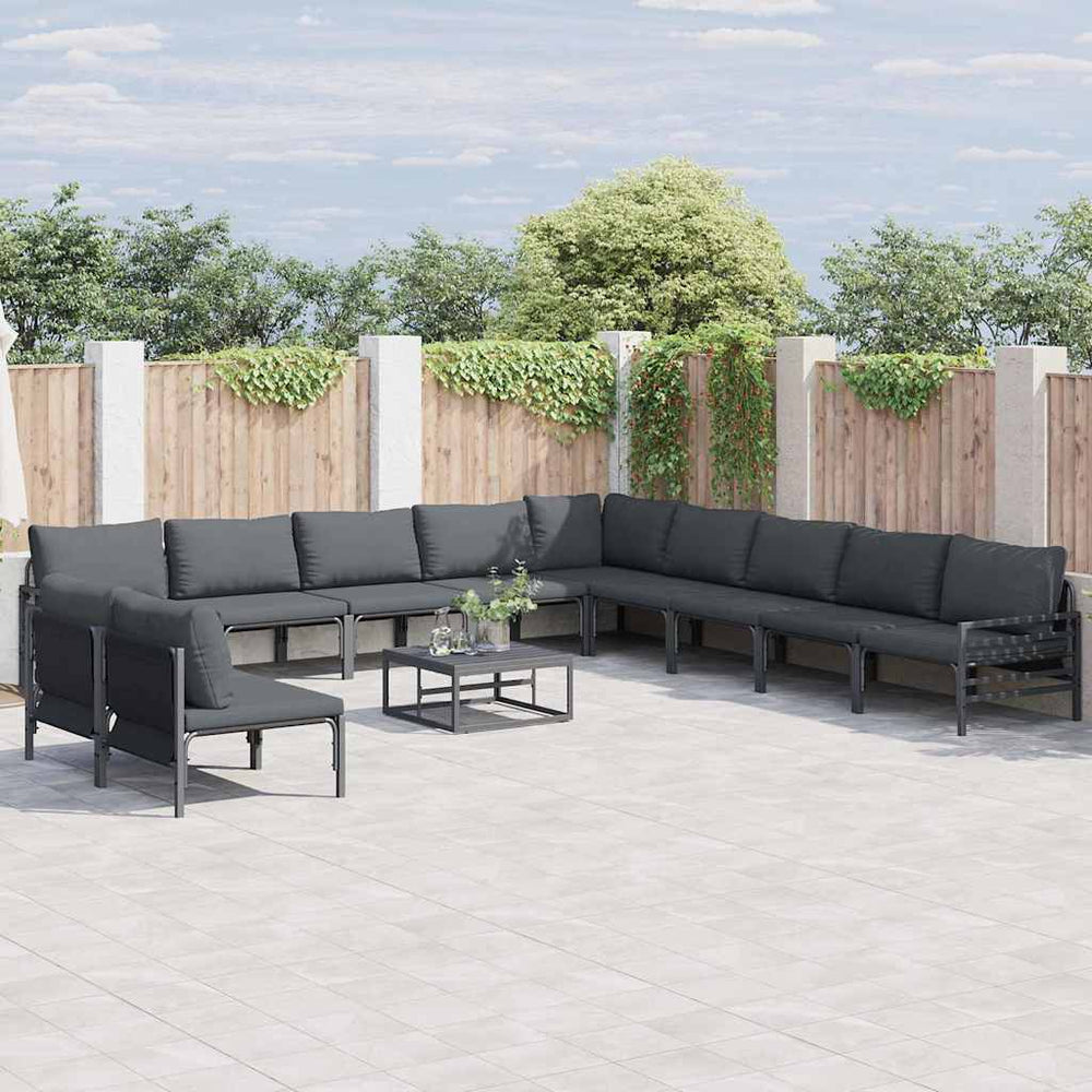 vidaXL Garden Sofa Set 11 pcs Black Steel