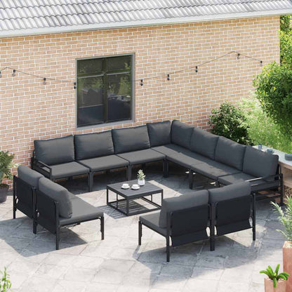 Garden Sofa Set 11 pcs Black Steel with table