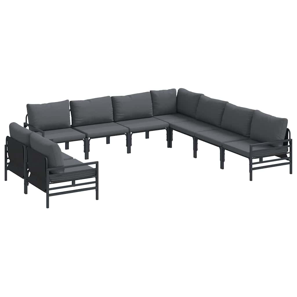 Garden Sofa Set 9 pcs Black Steel without table