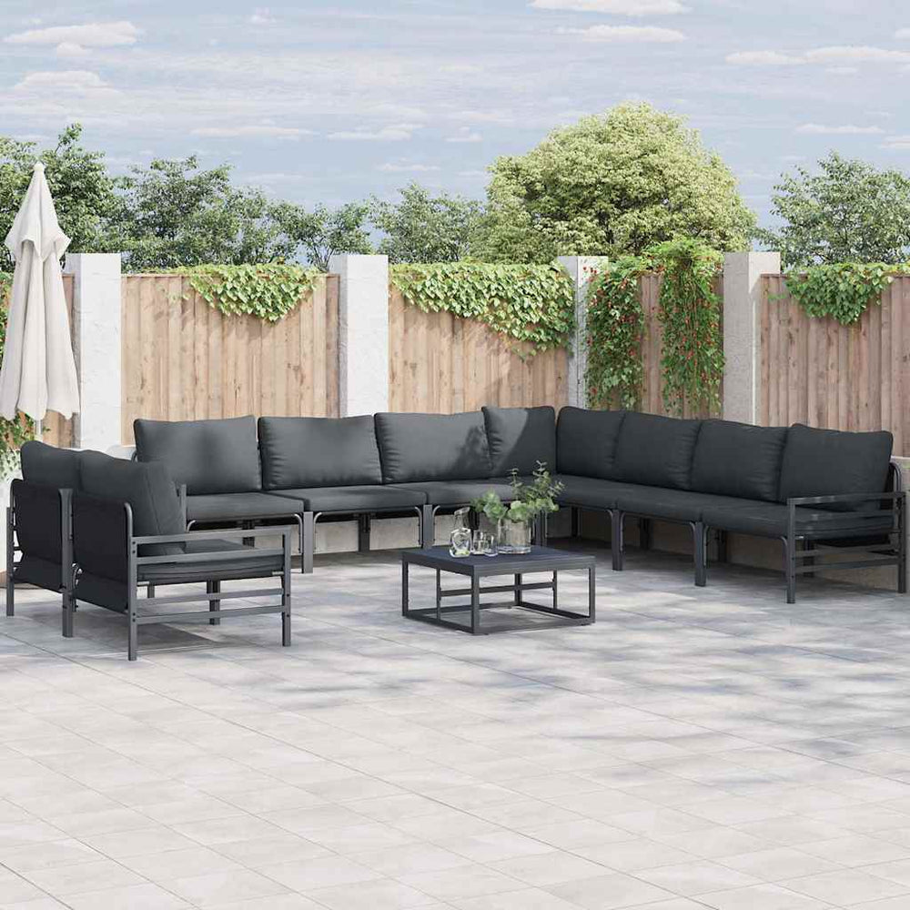 vidaXL Garden Sofa Set 9 pcs Black Steel