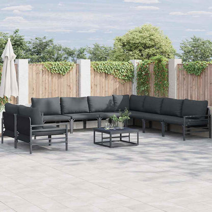 Garden Sofa Set 9 pcs Black Steel with table