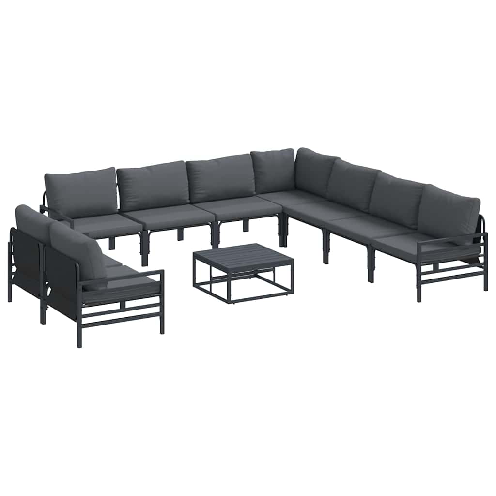 vidaXL Garden Sofa Set 10 pcs Black Steel 2