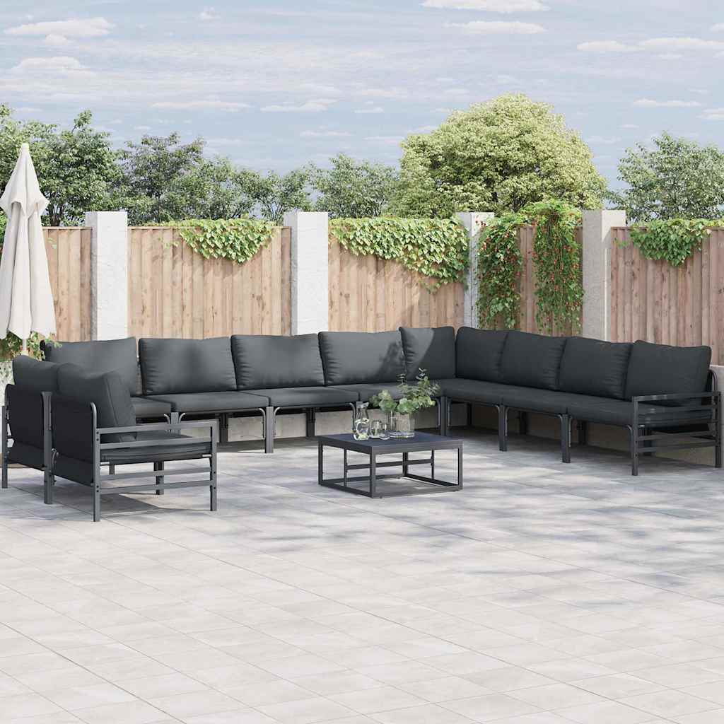 vidaXL Garden Sofa Set 10 pcs Black Steel 1