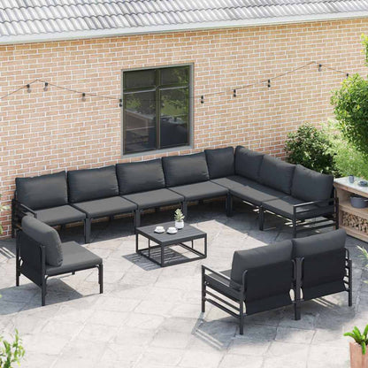 vidaXL Garden Sofa Set 10 pcs Black Steel 3