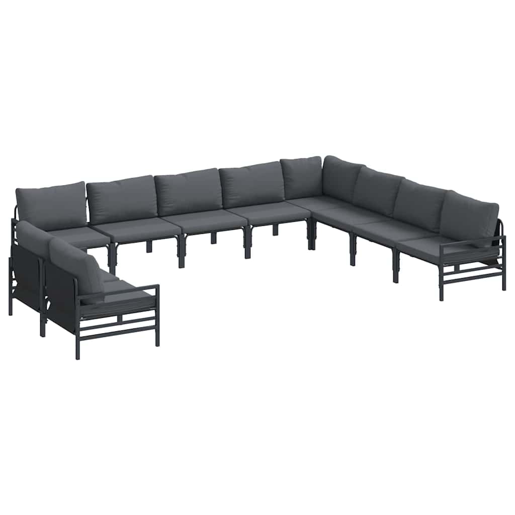 vidaXL Garden Sofa Set 10 pcs Black Steel 2