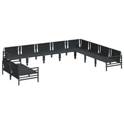 vidaXL Garden Sofa Set 10 pcs Black Steel 6