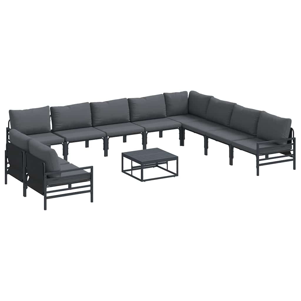 vidaXL Garden Sofa Set 11 pcs Black Steel 2
