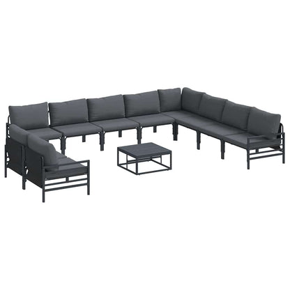 vidaXL Garden Sofa Set 11 pcs Black Steel 2