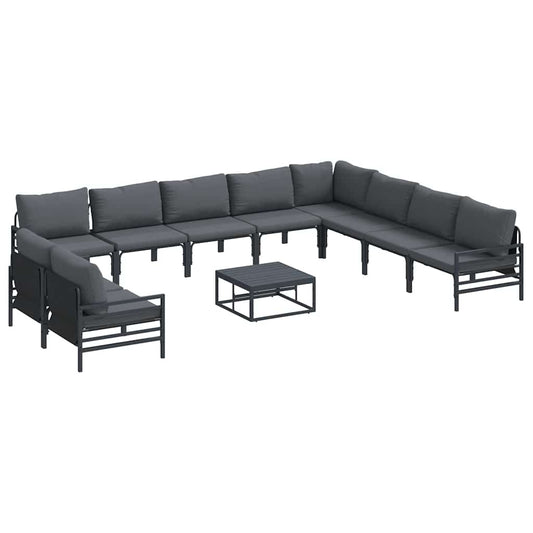 vidaXL Garden Sofa Set 11 pcs Black Steel 2