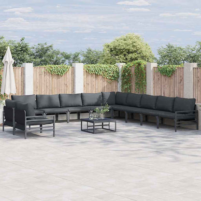 vidaXL Garden Sofa Set 11 pcs Black Steel 1