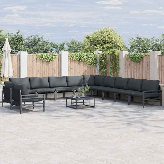 vidaXL Garden Sofa Set 11 pcs Black Steel 1