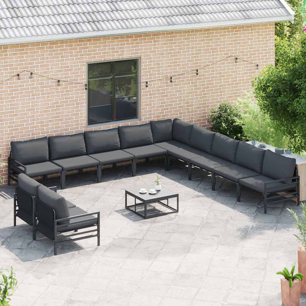 vidaXL Garden Sofa Set 11 pcs Black Steel 3