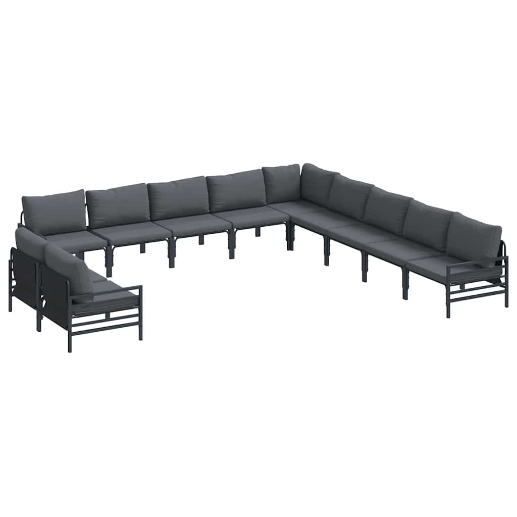vidaXL Garden Sofa Set 11 pcs Black Steel 2
