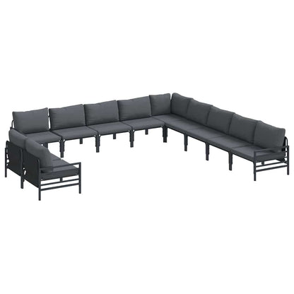 vidaXL Garden Sofa Set 11 pcs Black Steel 2