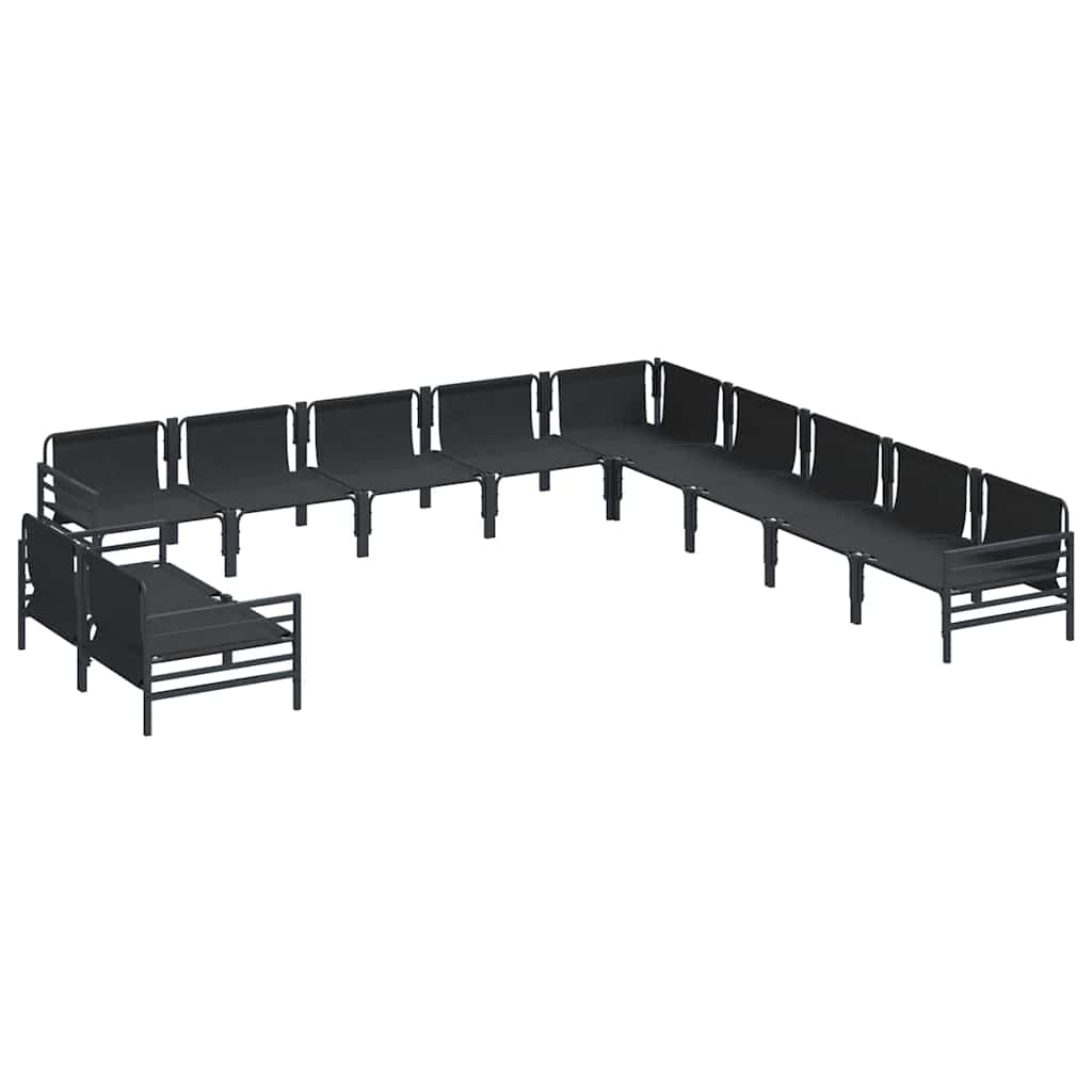 vidaXL Garden Sofa Set 11 pcs Black Steel 6