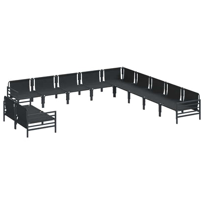 vidaXL Garden Sofa Set 11 pcs Black Steel 6