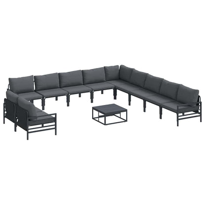 vidaXL Garden Sofa Set 12 pcs Black Steel 2