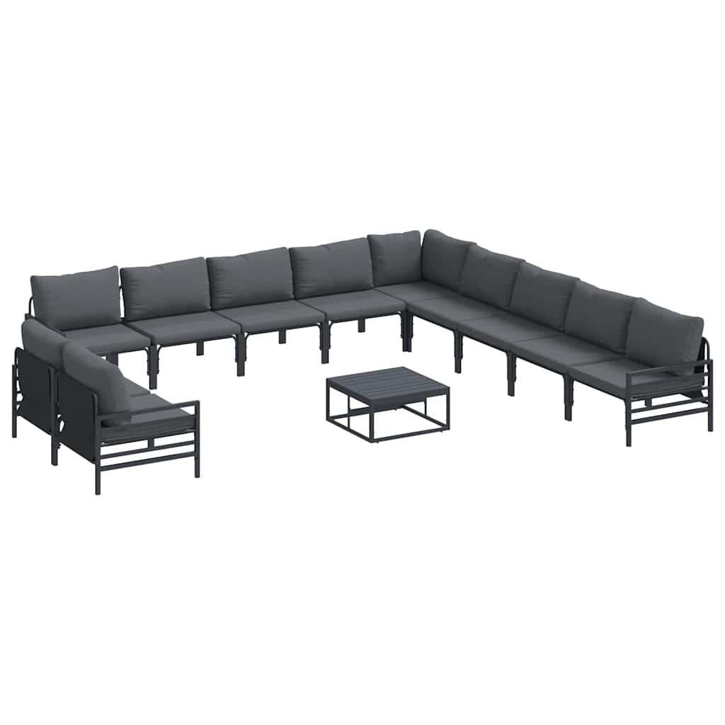 Garden Sofa Set 11 pcs Black Steel with table