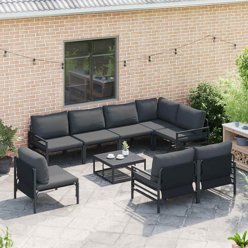 vidaXL Garden Sofa Set 8 pcs Black Steel 3
