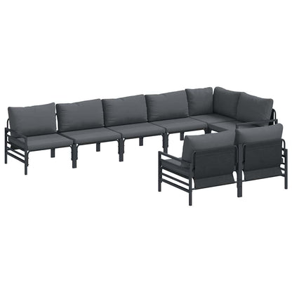 vidaXL Garden Sofa Set 8 pcs Black Steel 2