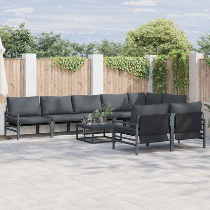 vidaXL Garden Sofa Set 9 pcs Black Steel 1