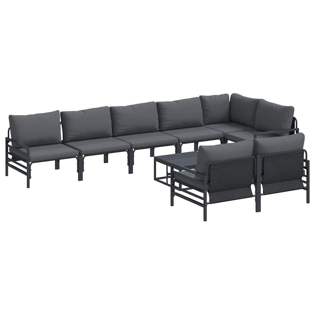 vidaXL Garden Sofa Set 9 pcs Black Steel 2