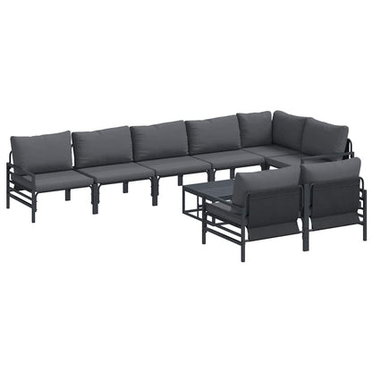 vidaXL Garden Sofa Set 9 pcs Black Steel 2