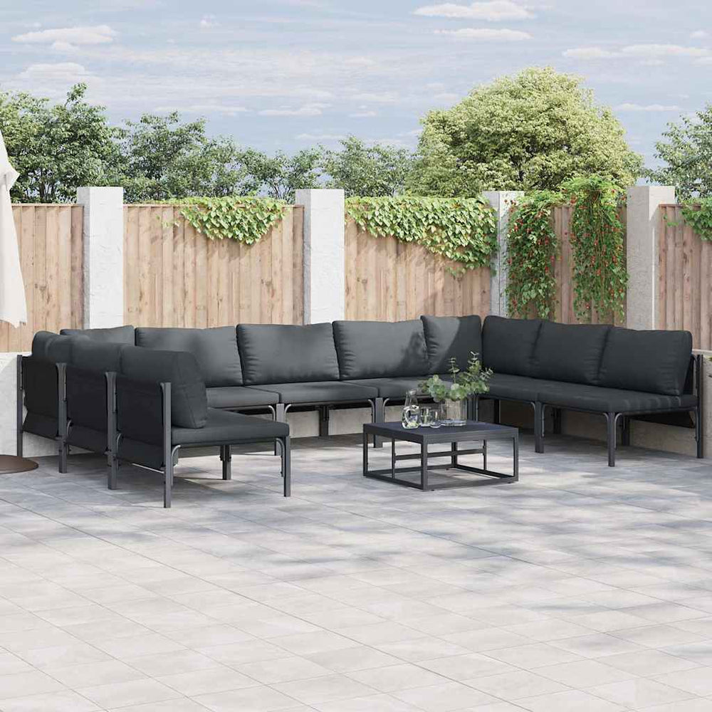 vidaXL Garden Sofa Set 9 pcs Black Steel