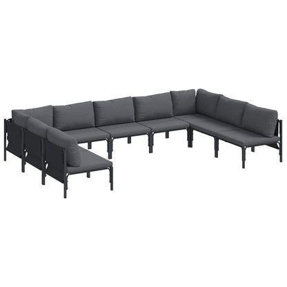 vidaXL Garden Sofa Set 9 pcs Black Steel 2