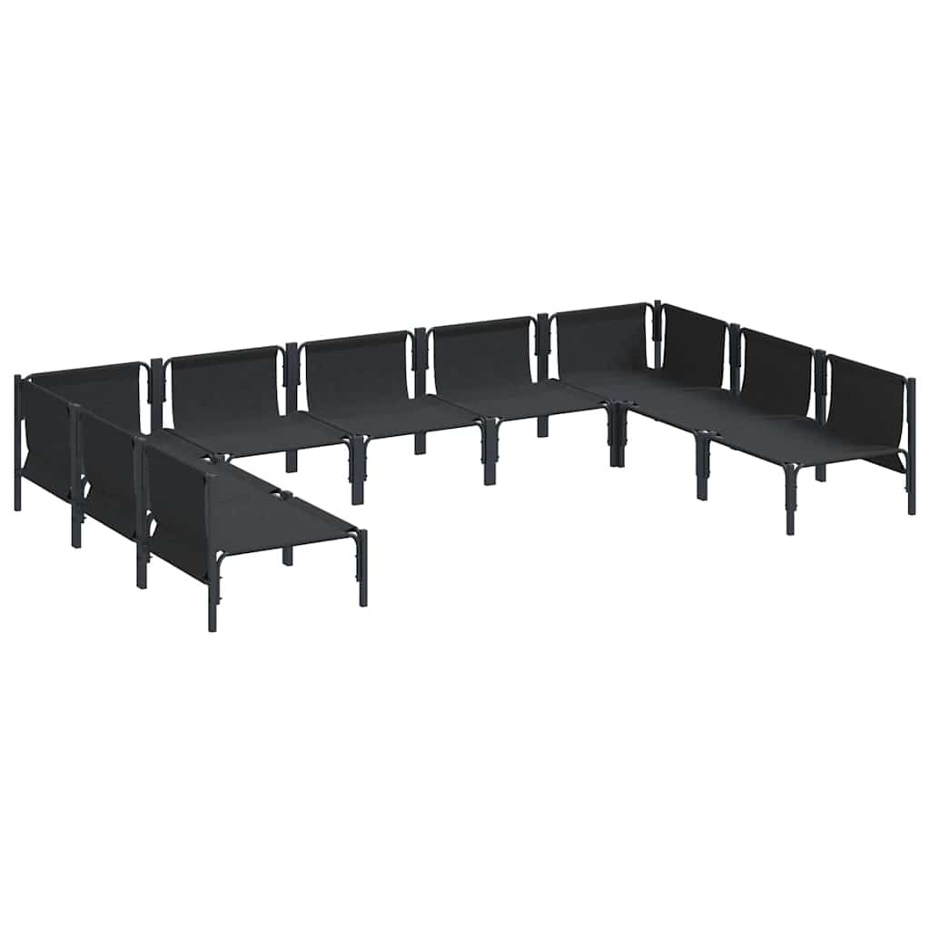 vidaXL Garden Sofa Set 9 pcs Black Steel 5