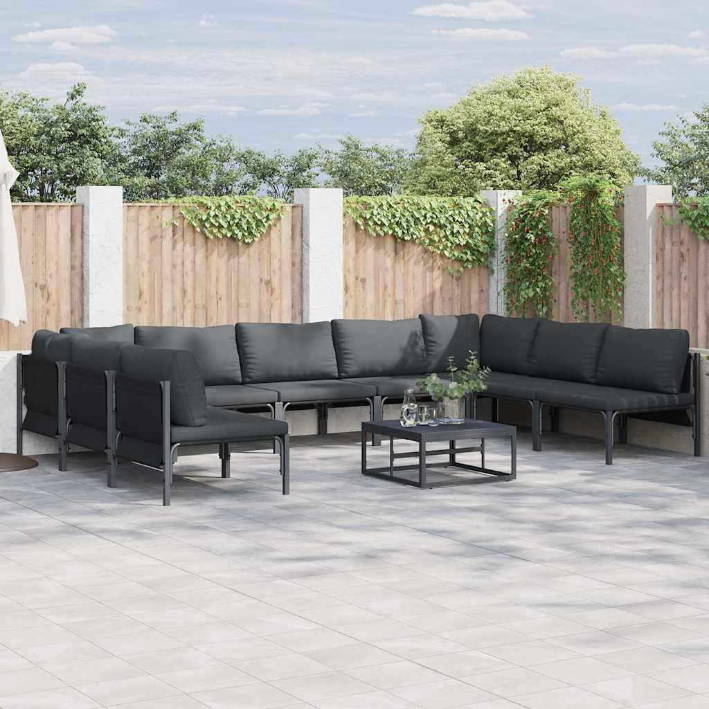vidaXL Garden Sofa Set 10 pcs Black Steel 1
