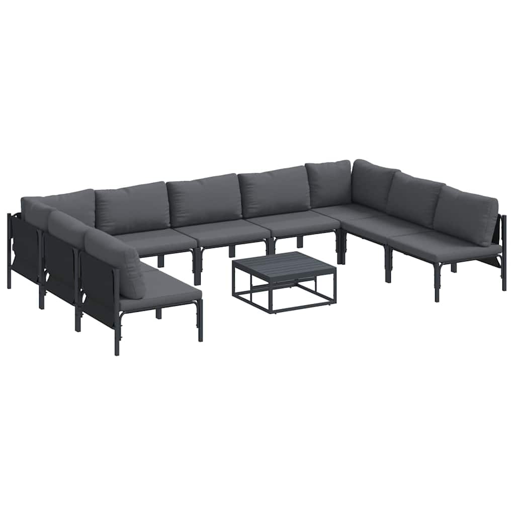 vidaXL Garden Sofa Set 10 pcs Black Steel 2