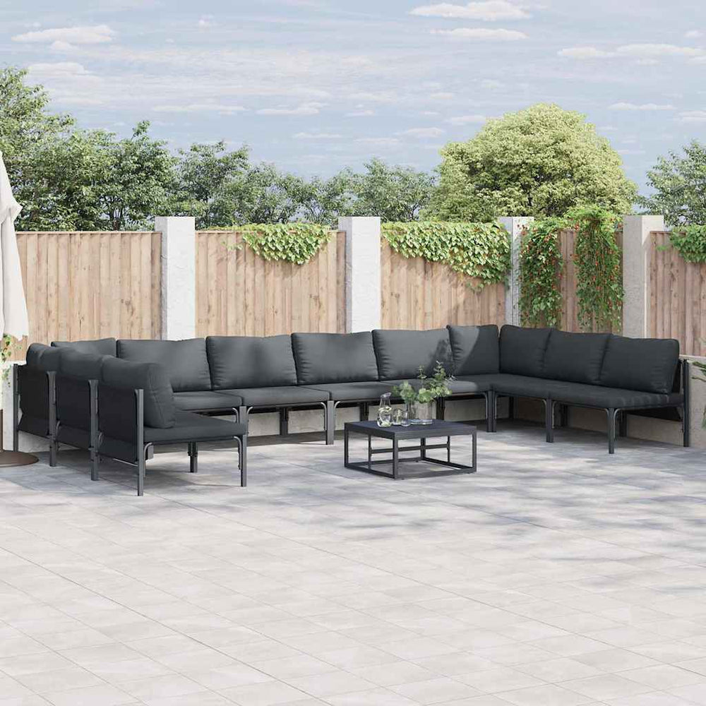 vidaXL Garden Sofa Set 10 pcs Black Steel