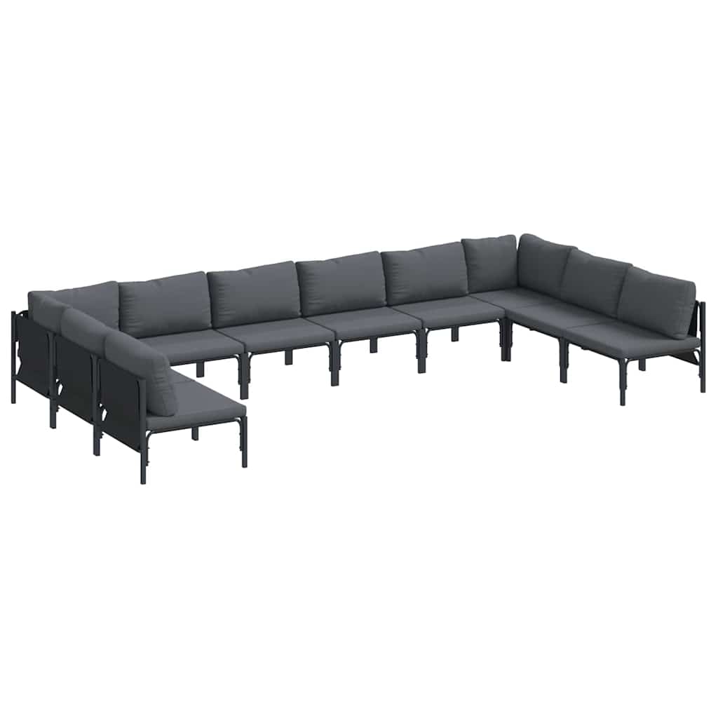 vidaXL Garden Sofa Set 10 pcs Black Steel 2