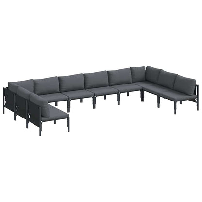vidaXL Garden Sofa Set 10 pcs Black Steel 2
