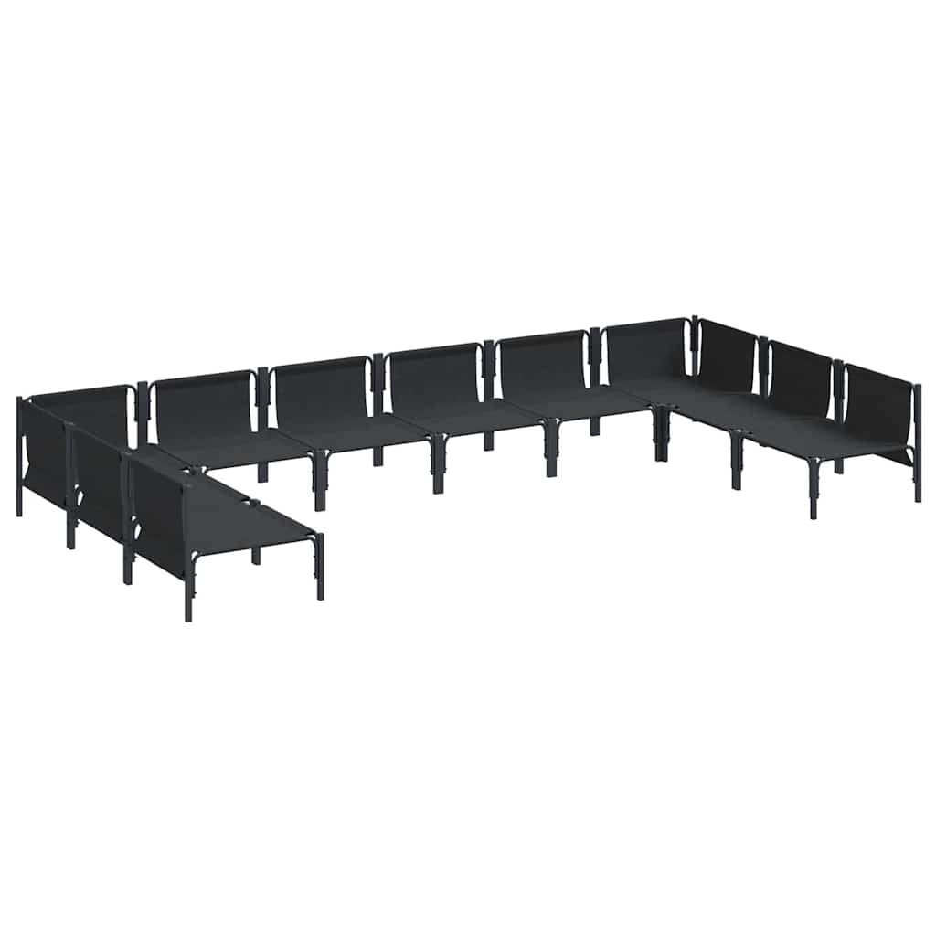 vidaXL Garden Sofa Set 10 pcs Black Steel 5