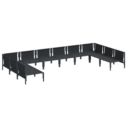 vidaXL Garden Sofa Set 10 pcs Black Steel 5